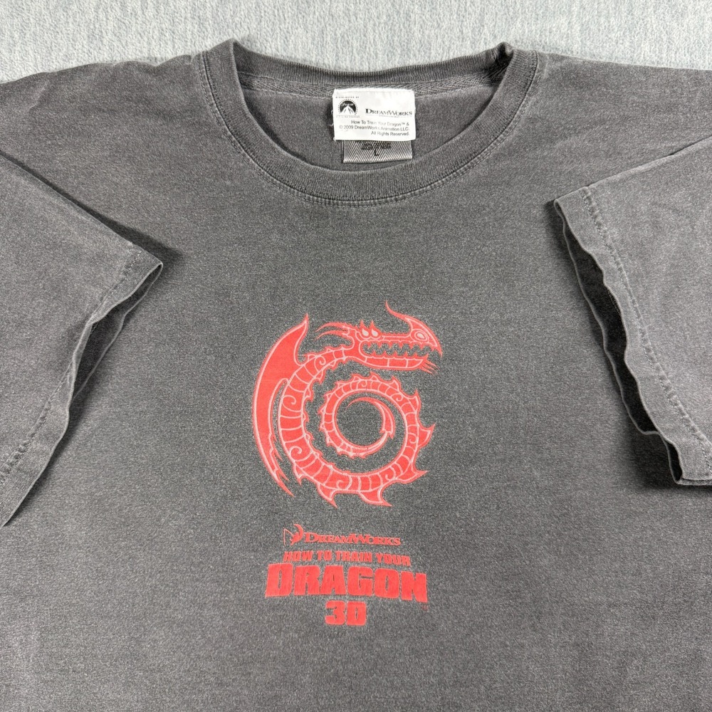 DreamWorks Shirt Mens L Gray How To Train Your Dragon 3D Promo Movie Graphic Tee